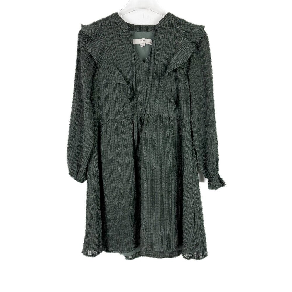 LOFT Petite Textured Ruffle Swing Dress Long Sleeves Size XSP XS Petite
